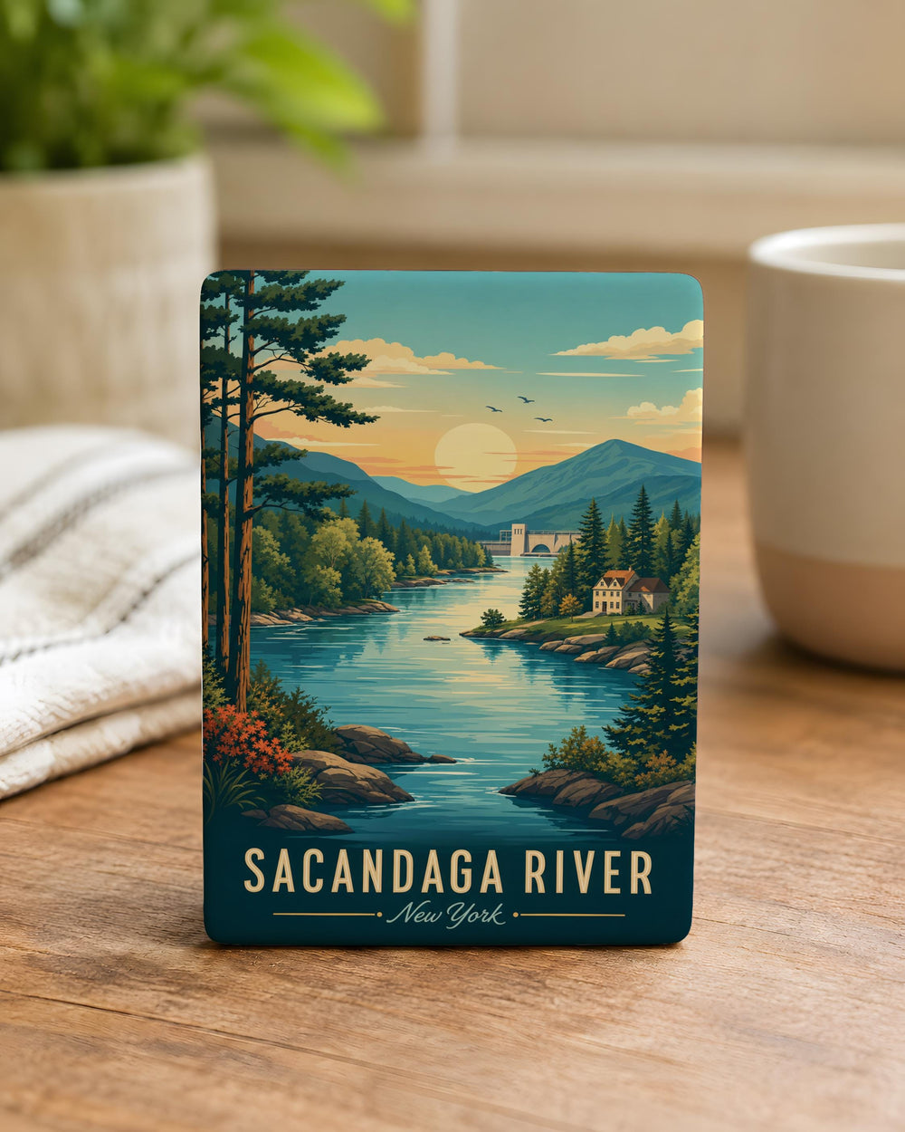 Sacandaga River Fridge Magnet, Adirondack New York River Souvenir, Scenic River Landmark Magnet, Lake Sacandaga Gift