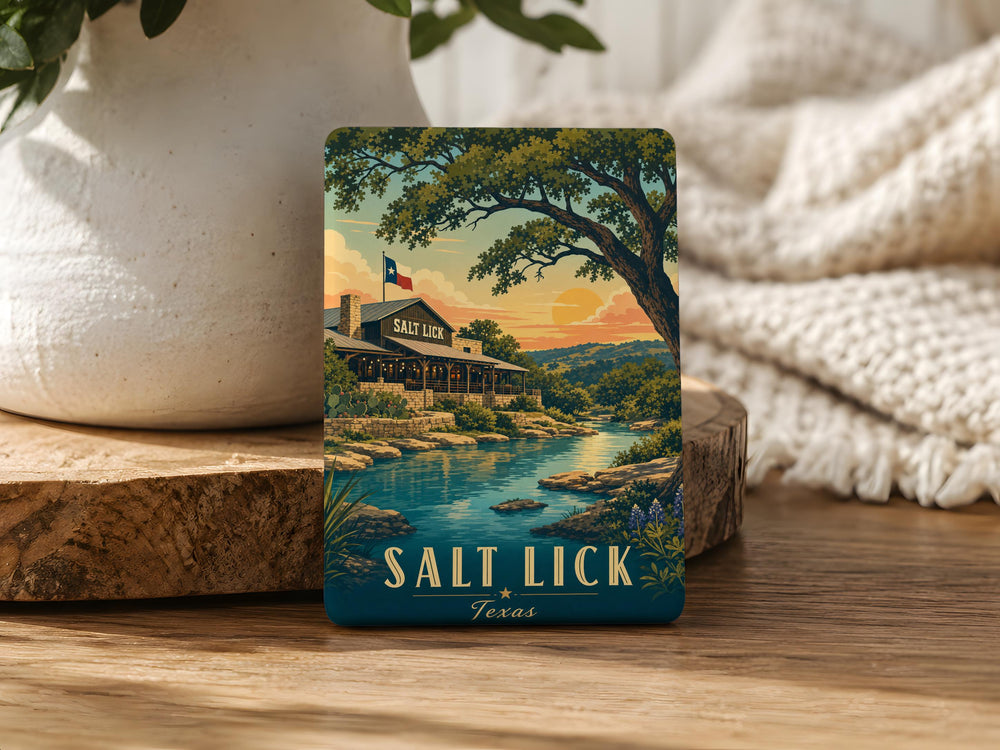Salt Lick TX Fridge Magnet, Salt Lick Texas Souvenir Magnet, BBQ Landmark Gift, Texas Travel Keepsake Magnet