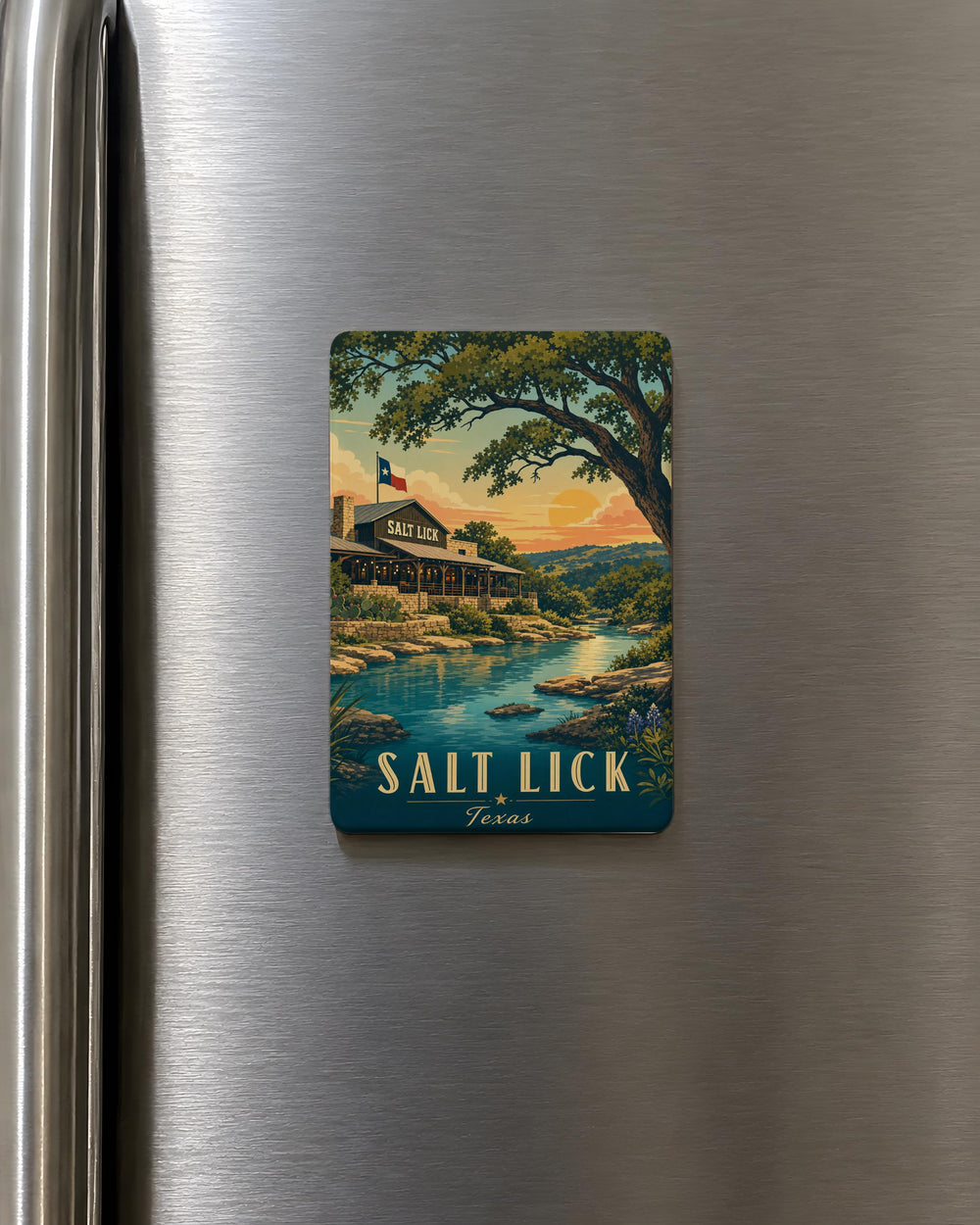 Salt Lick TX Fridge Magnet, Salt Lick Texas Souvenir Magnet, BBQ Landmark Gift, Texas Travel Keepsake Magnet