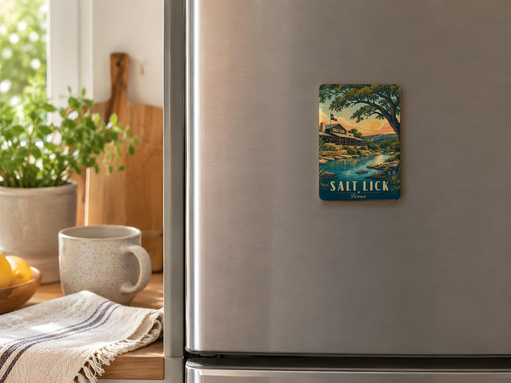 Salt Lick TX Fridge Magnet, Salt Lick Texas Souvenir Magnet, BBQ Landmark Gift, Texas Travel Keepsake Magnet