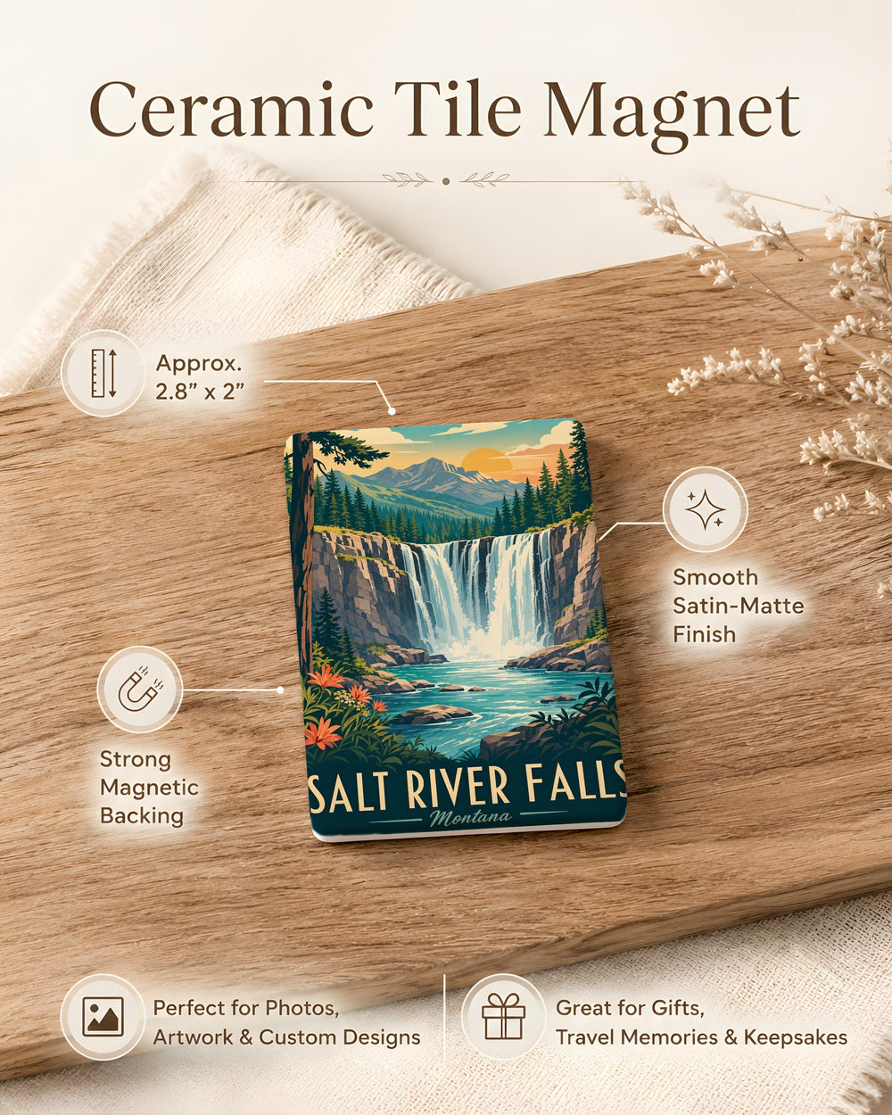 Salt River Falls Fridge Magnet, Waterfall Nature Souvenir, Arizona Scenic Travel Keepsake, Outdoor Adventure Gift