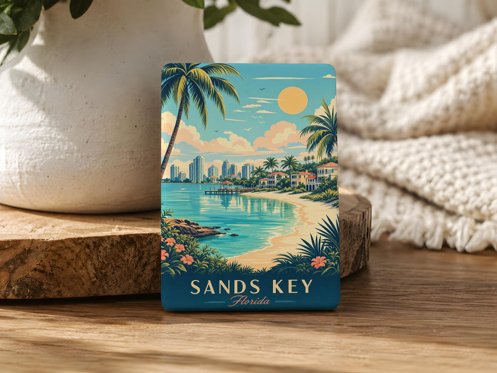 Sands Key Fridge Magnet, Florida Keys Souvenir Magnet, Coastal Island Landmark Gift, Beach Vacation Keepsake Magnet