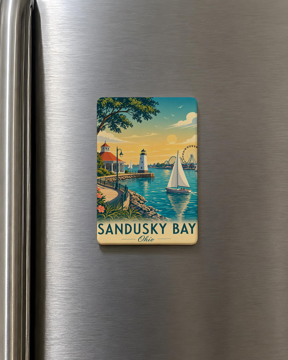 Sandusky Bay Fridge Magnet, Ohio Lake Erie Coastal Souvenir Magnet, Sandusky Waterfront Travel Gift, Bay Lover Magnet