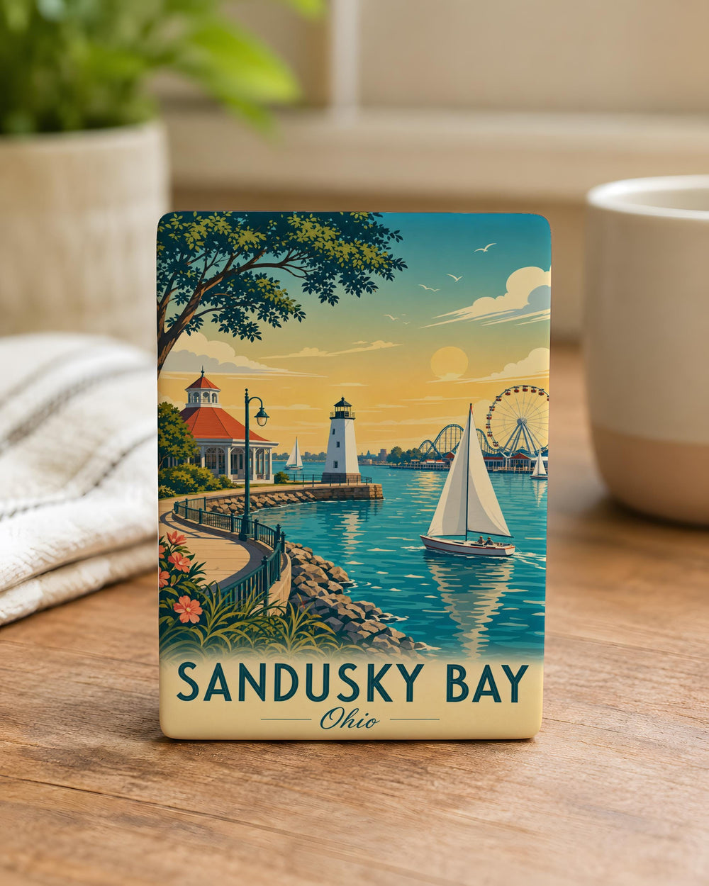 Sandusky Bay Fridge Magnet, Ohio Lake Erie Coastal Souvenir Magnet, Sandusky Waterfront Travel Gift, Bay Lover Magnet