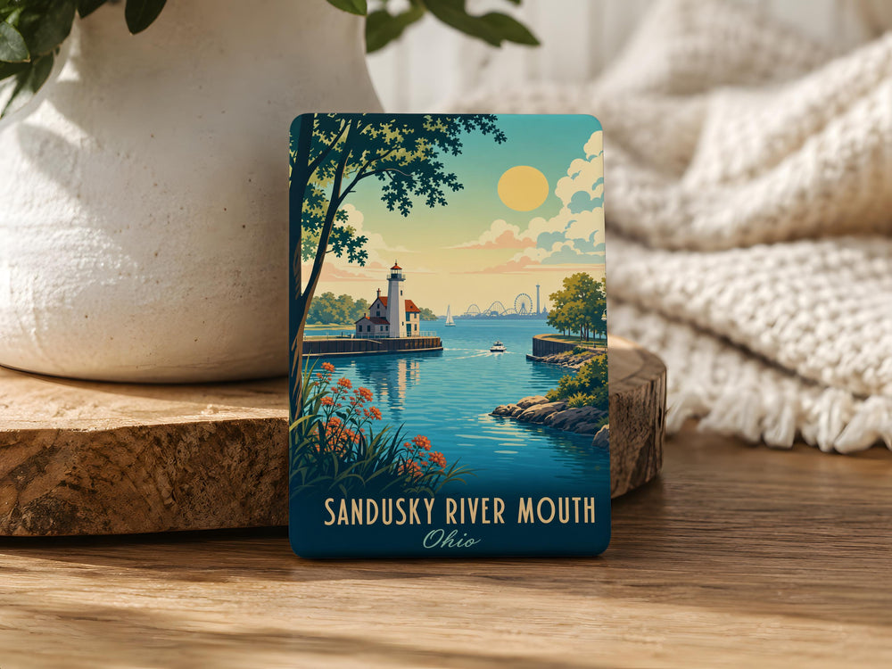 Sandusky River Mouth Fridge Magnet, Sandusky Bay Ohio Souvenir, Lake Erie River Mouth Landmark Magnet, Coastal Map Magnet