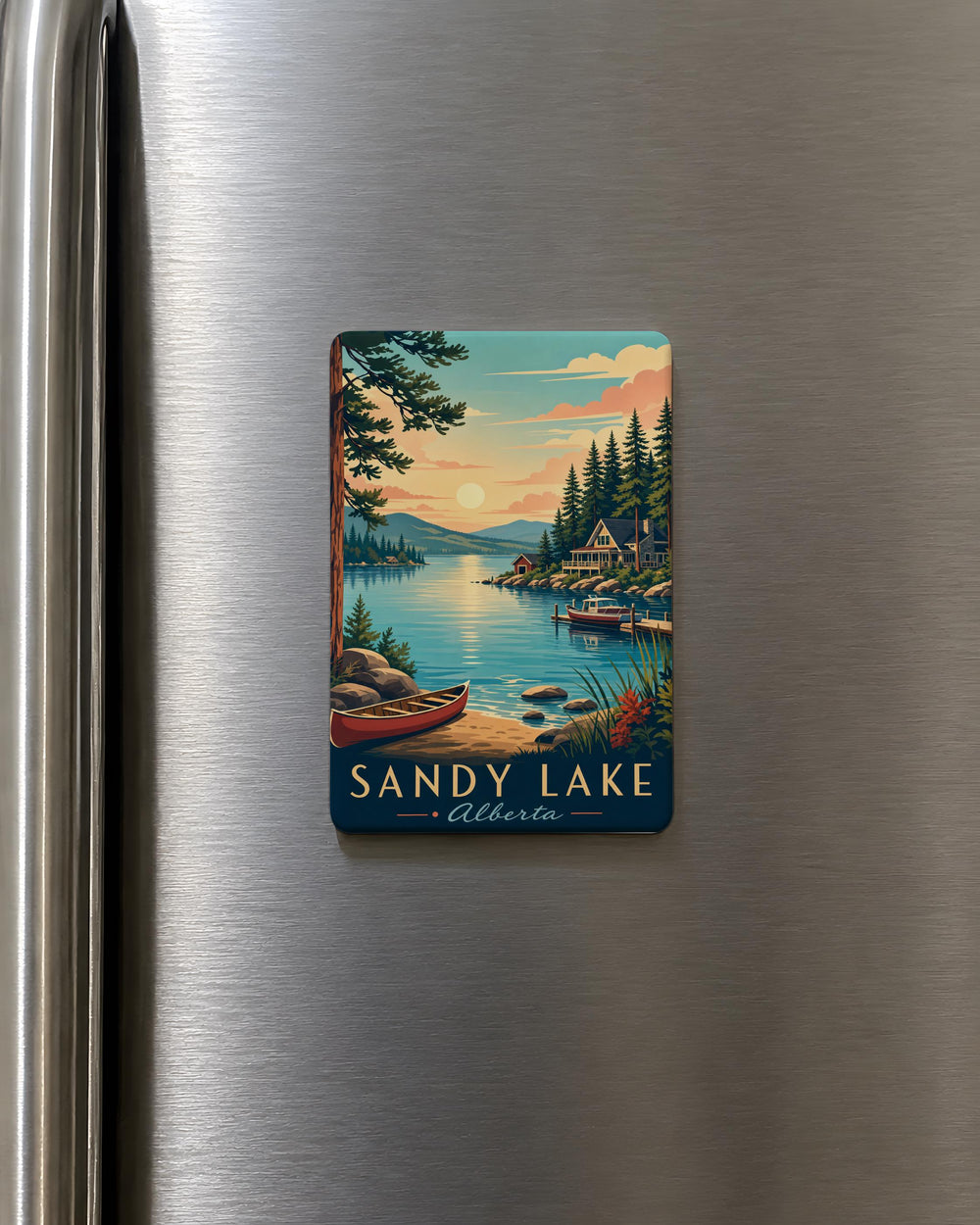 Sandy Lake Fridge Magnet, Sandy Lake Souvenir Magnet, Lakeside Travel Gift, Nature Lake Keepsake Magnet