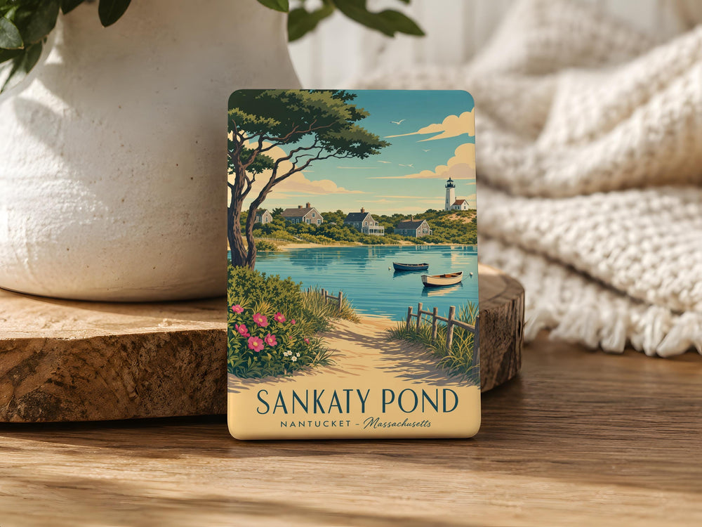 Sankaty Pond Fridge Magnet, Nantucket Massachusetts Pond Landscape Souvenir Magnet, Coastal New England Travel Gift