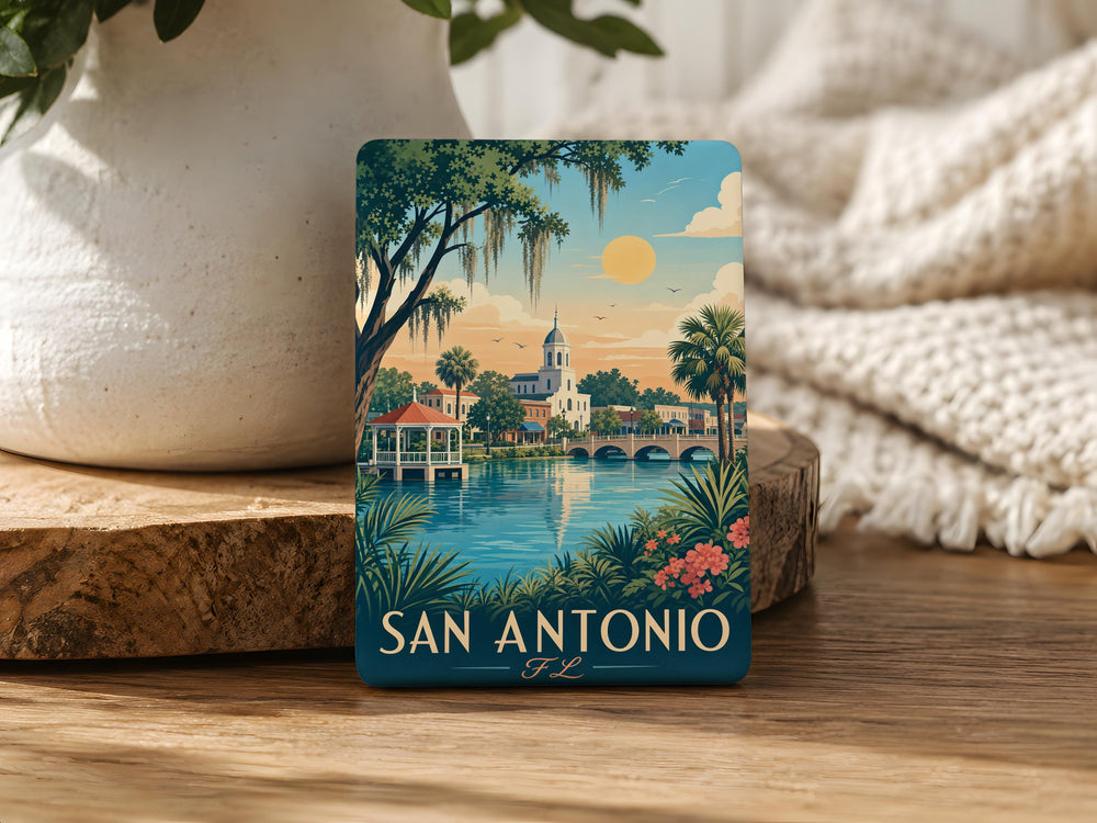 San Antonio Florida Fridge Magnet, San Antonio FL Souvenir Magnet, Florida Travel Gift, Hometown Keepsake, Refrigerator Magnet