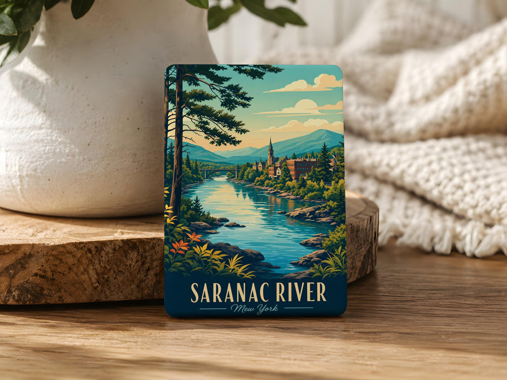 Saranac River Fridge Magnet, Adirondack River Souvenir, Upstate New York Travel Gift, Canoeing Kayaking Nature Decor