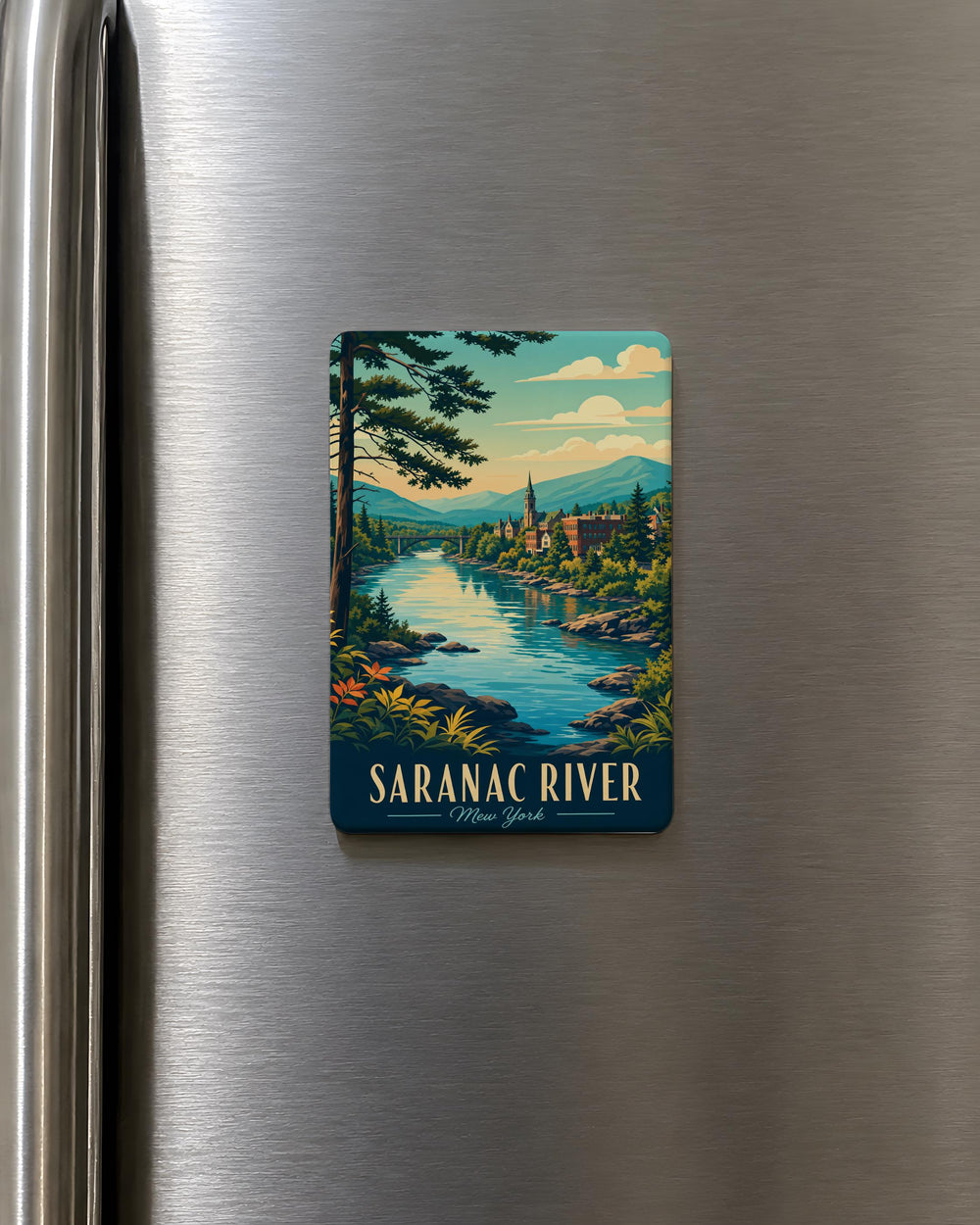 Saranac River Fridge Magnet, Adirondack River Souvenir, Upstate New York Travel Gift, Canoeing Kayaking Nature Decor
