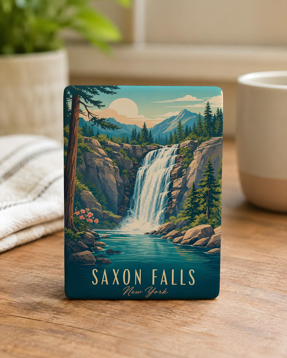 Saxon Falls Waterfall Fridge Magnet, Michigan Upper Peninsula Nature Souvenir Magnet, Scenic Falls Travel Gift