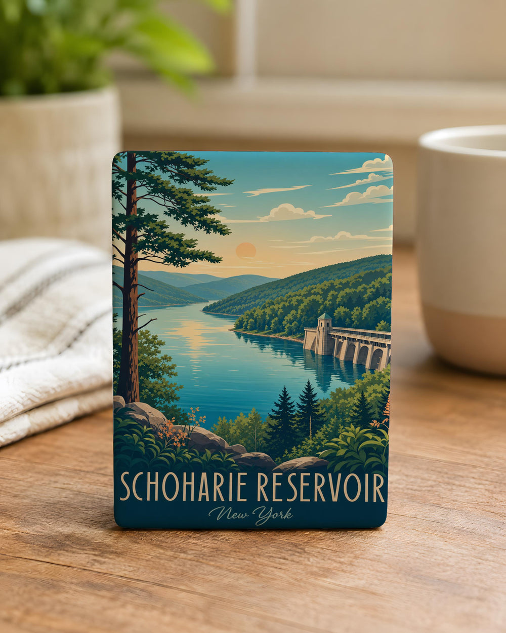Schoharie Reservoir Fridge Magnet, New York Water Reservoir Souvenir, Scenic Lake Landscape Magnet, Upstate NY Travel Gift