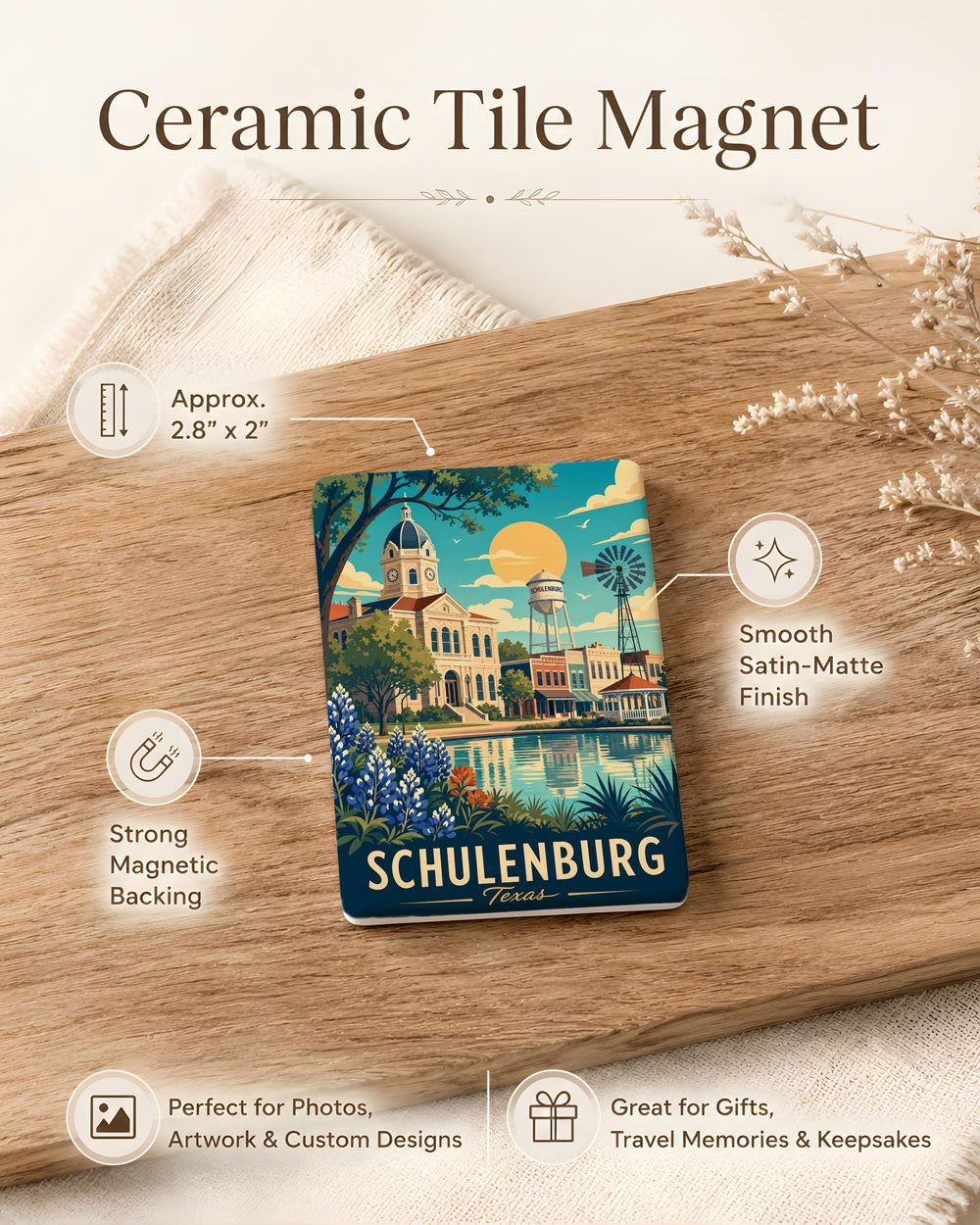 Schulenburg TX Fridge Magnet, Schulenburg Texas Souvenir Magnet, Texas Travel Gift, Small Town Texas Keepsake Magnet