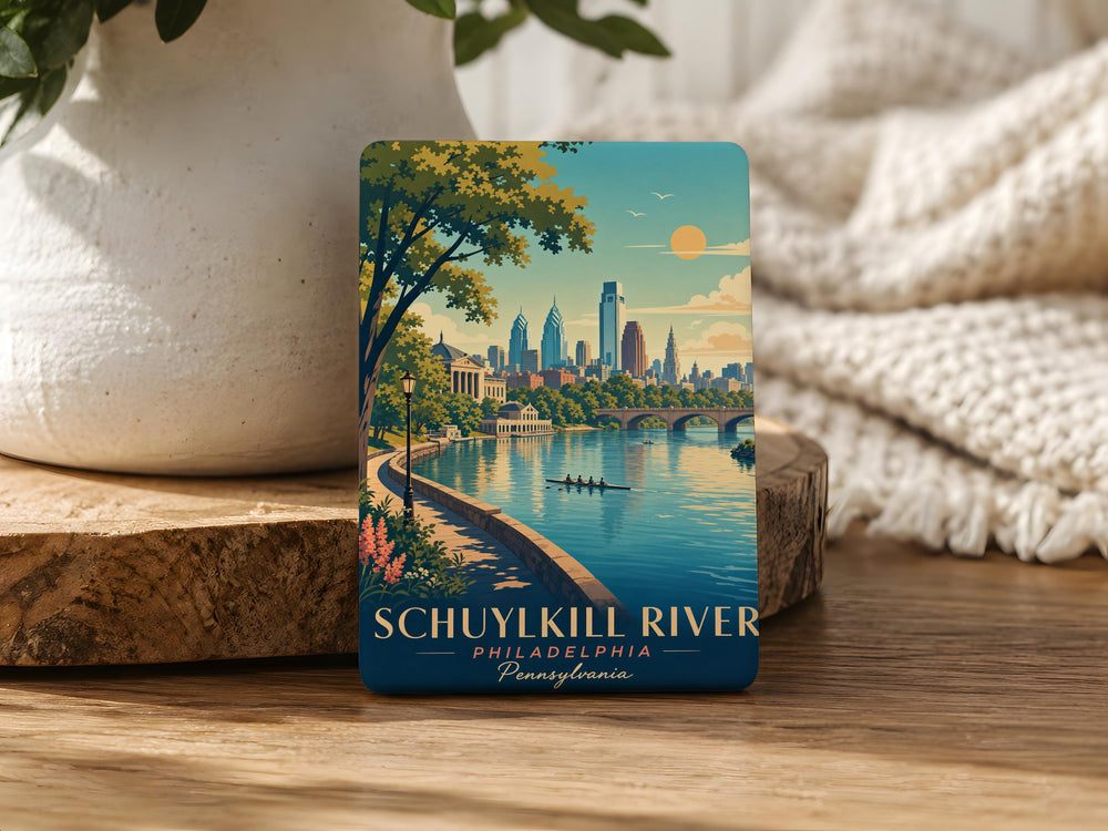 Schuylkill River Fridge Magnet, Pennsylvania River Landmark Souvenir, Philadelphia Scenic Waterfront Gift