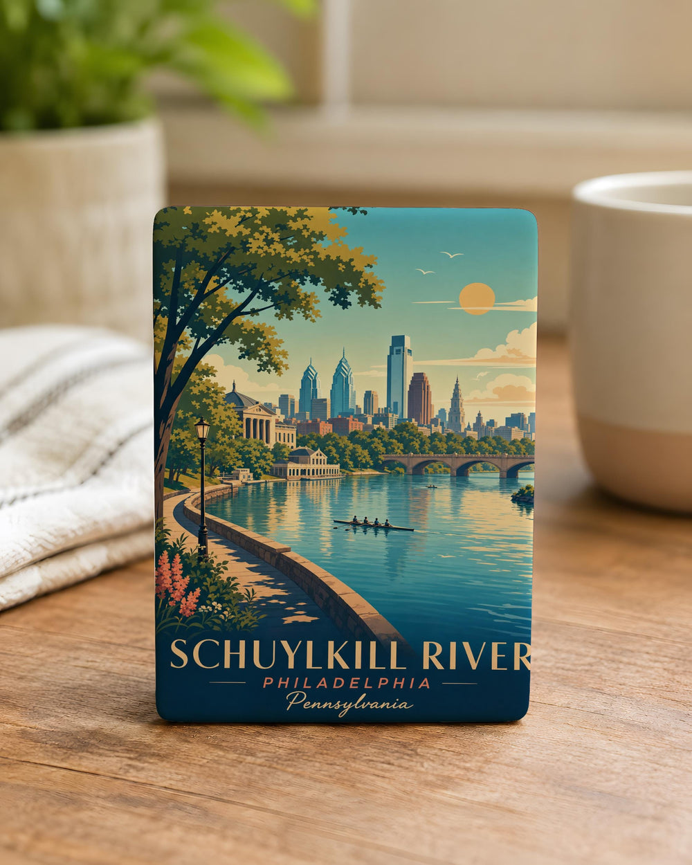Schuylkill River Fridge Magnet, Pennsylvania River Landmark Souvenir, Philadelphia Scenic Waterfront Gift