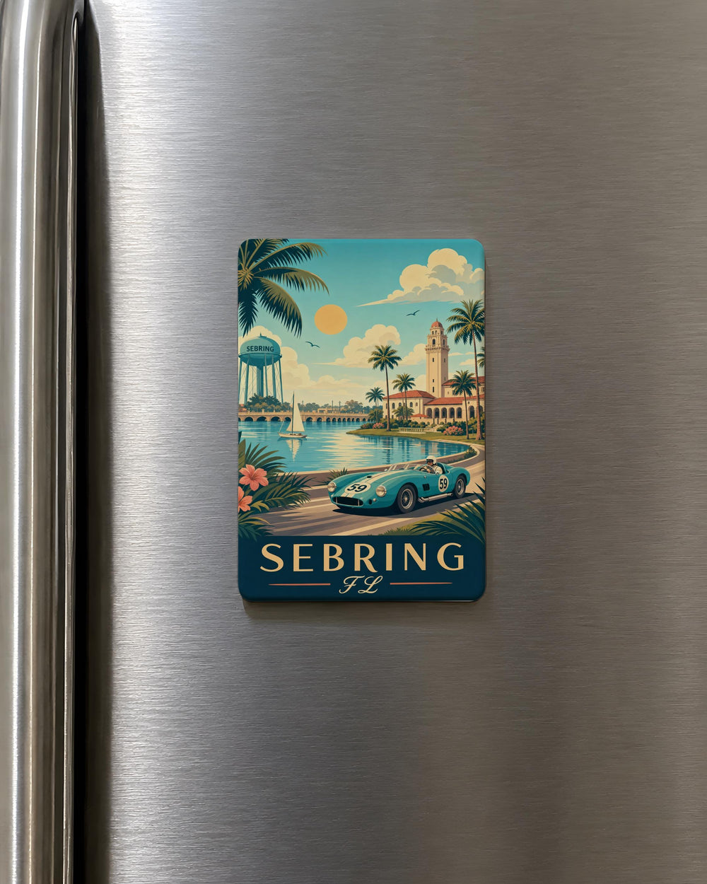 Sebring FL Fridge Magnet, Sebring Florida Souvenir Magnet, Highlands County Travel Gift, Lake Jackson Sebring Keepsake Magnet