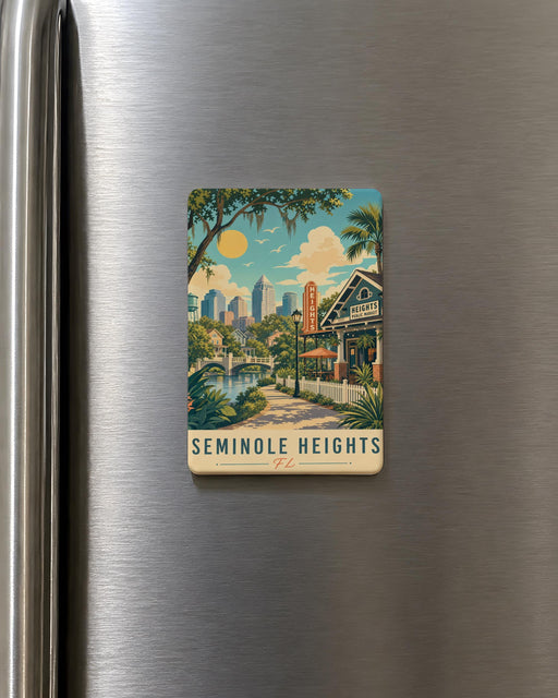 Seminole Heights FL Fridge Magnet, Seminole Heights Florida Neighborhood Souvenir Magnet, Tampa Florida Travel Keepsake Magnet
