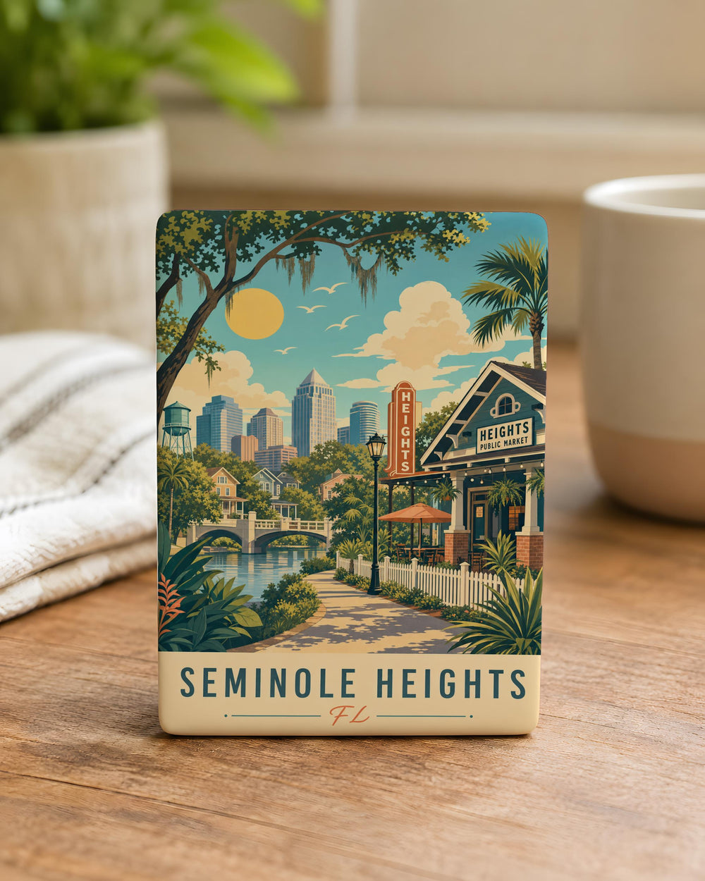 Seminole Heights FL Fridge Magnet, Seminole Heights Florida Neighborhood Souvenir Magnet, Tampa Florida Travel Keepsake Magnet