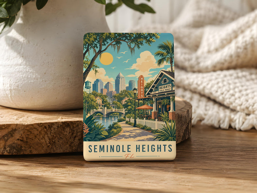 Seminole Heights FL Fridge Magnet, Seminole Heights Florida Neighborhood Souvenir Magnet, Tampa Florida Travel Keepsake Magnet
