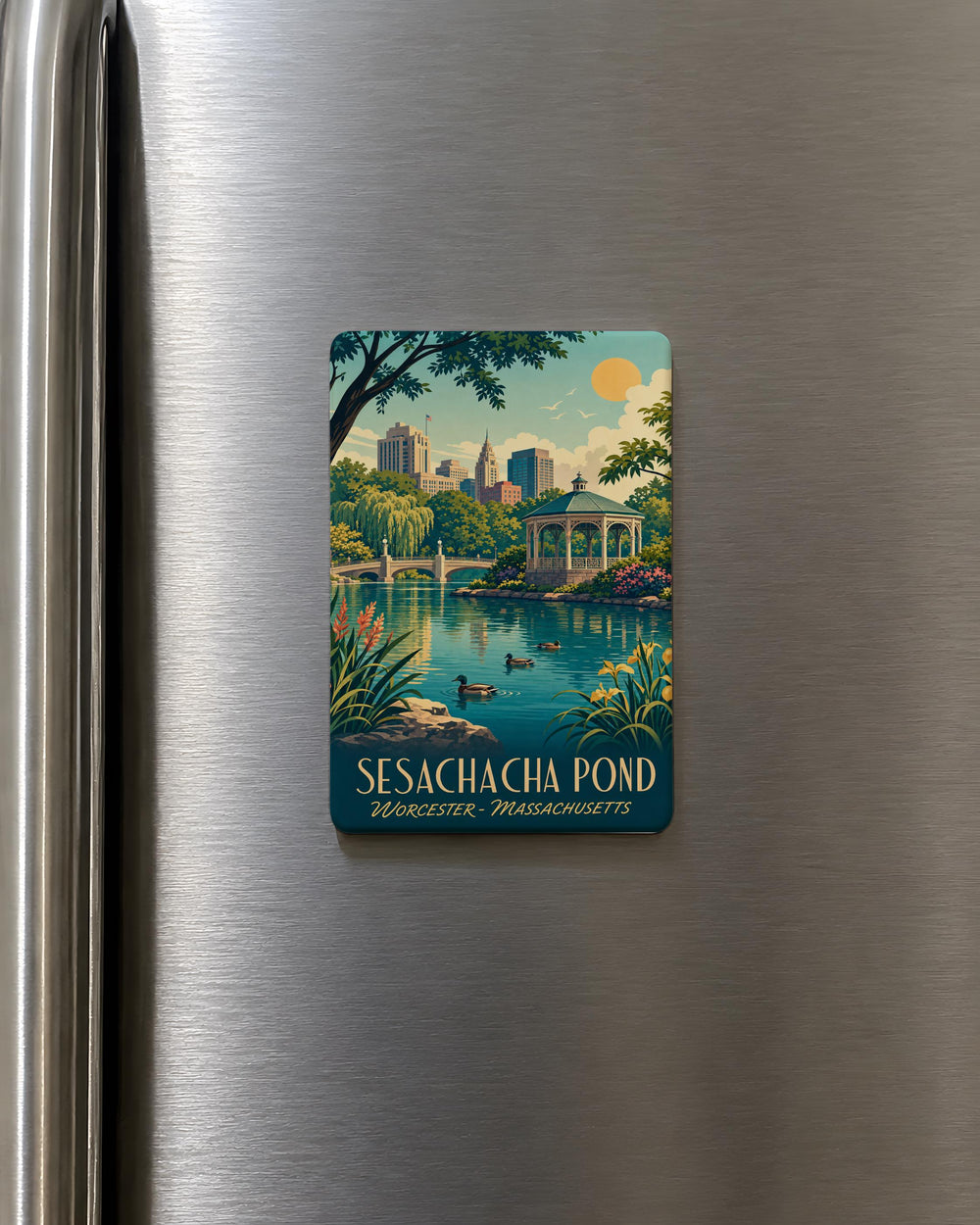 Sesachacha Pond Fridge Magnet, Pond Landscape Souvenir Magnet, Nantucket Pond Nature Scene Magnet