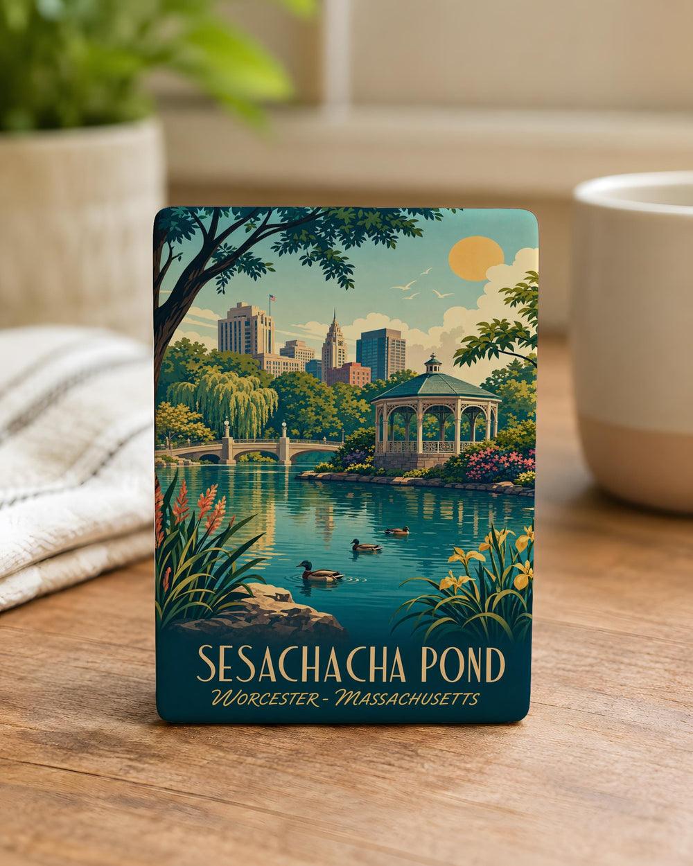 Sesachacha Pond Fridge Magnet, Pond Landscape Souvenir Magnet, Nantucket Pond Nature Scene Magnet