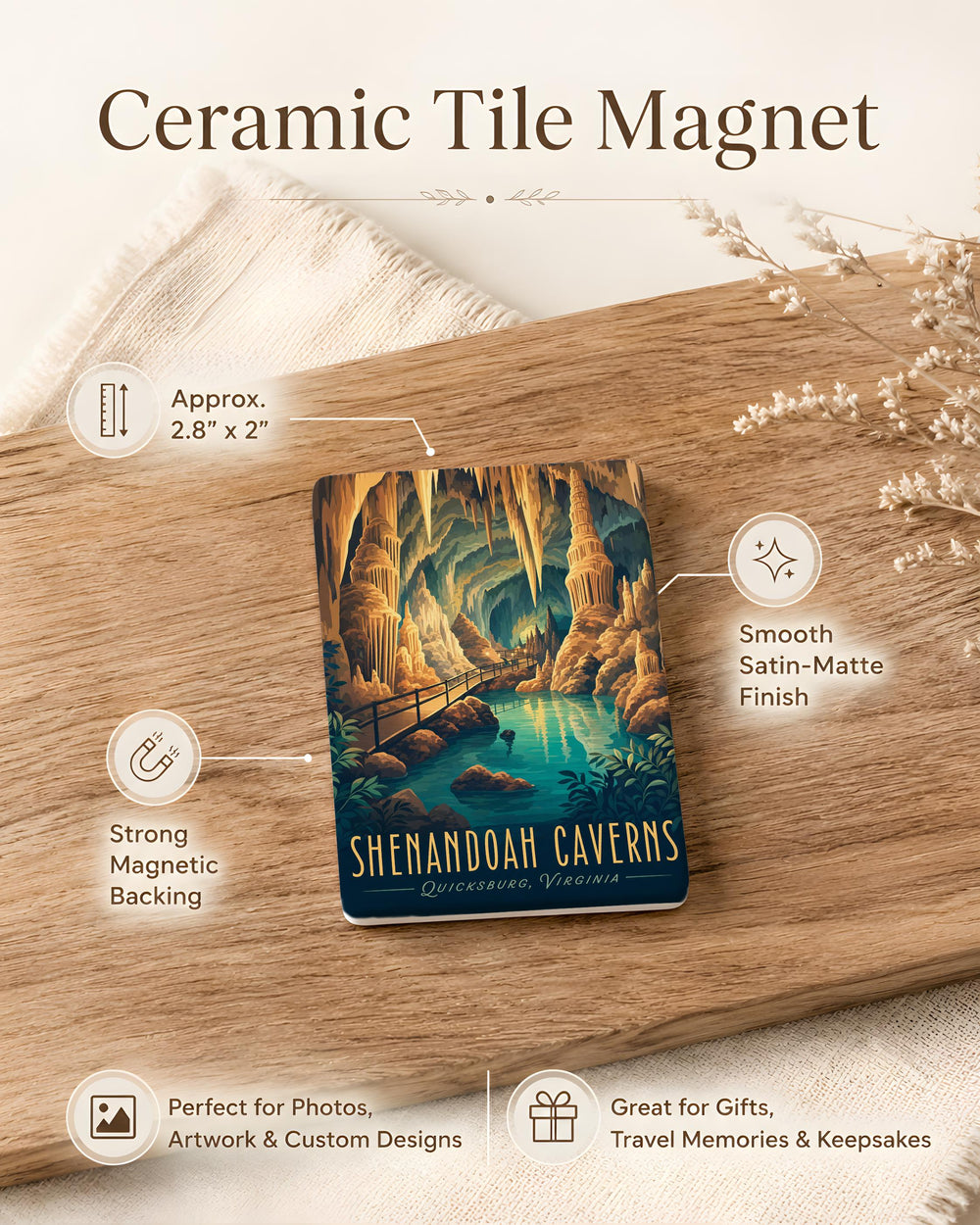Shenandoah Caverns Fridge Magnet, Virginia Cave Attraction Souvenir, Underground Cavern Landmark Travel Keepsake Magnet