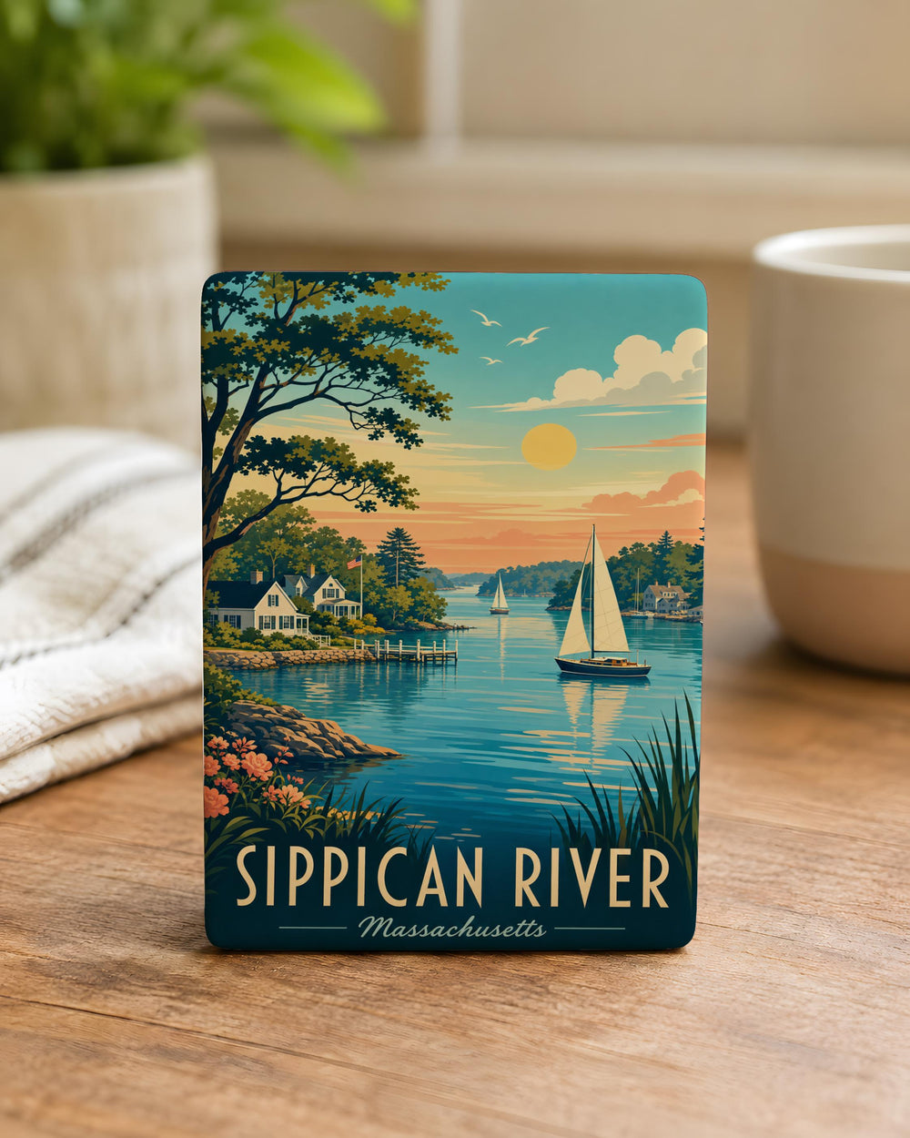 Sippican River Fridge Magnet, Massachusetts River Landmark Souvenir, Nature and Waterway Keepsake Magnet