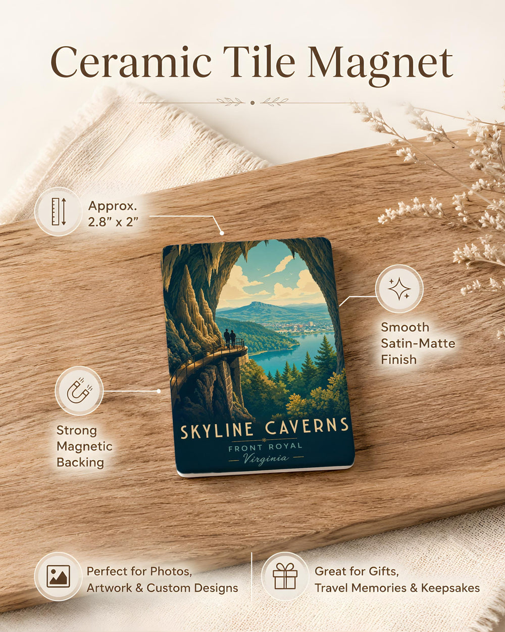 Skyline Caverns Fridge Magnet, Cavern Cave Landmark Souvenir Magnet, Underground Caverns Travel Gift