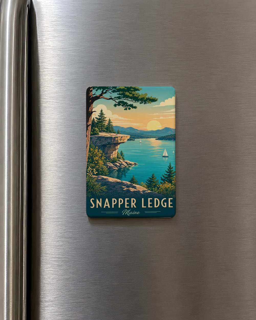 Snapper Ledge Fridge Magnet, Coastal Reef Ledge Scene, Ocean Fish Snapper Theme Kitchen Magnet, Sea Life Decor Magnet