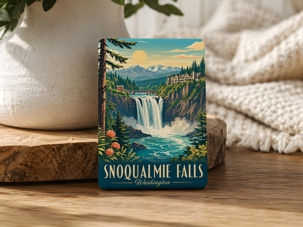 Snoqualmie Falls Fridge Magnet, Washington Waterfall Souvenir, Pacific Northwest Landmark Magnet, Scenic Travel Keepsake