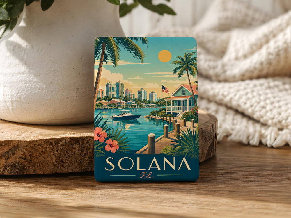 Solana FL Fridge Magnet, Solana Florida Souvenir Magnet, Coastal Town Travel Keepsake, Vacation Refrigerator Magnet
