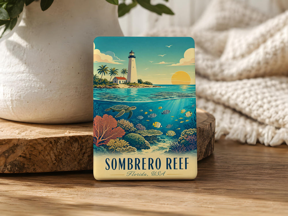 Sombrero Reef Fridge Magnet, Florida Keys Coral Reef Ocean Sea Life Souvenir Magnet, Snorkeling Diving Reef Gift