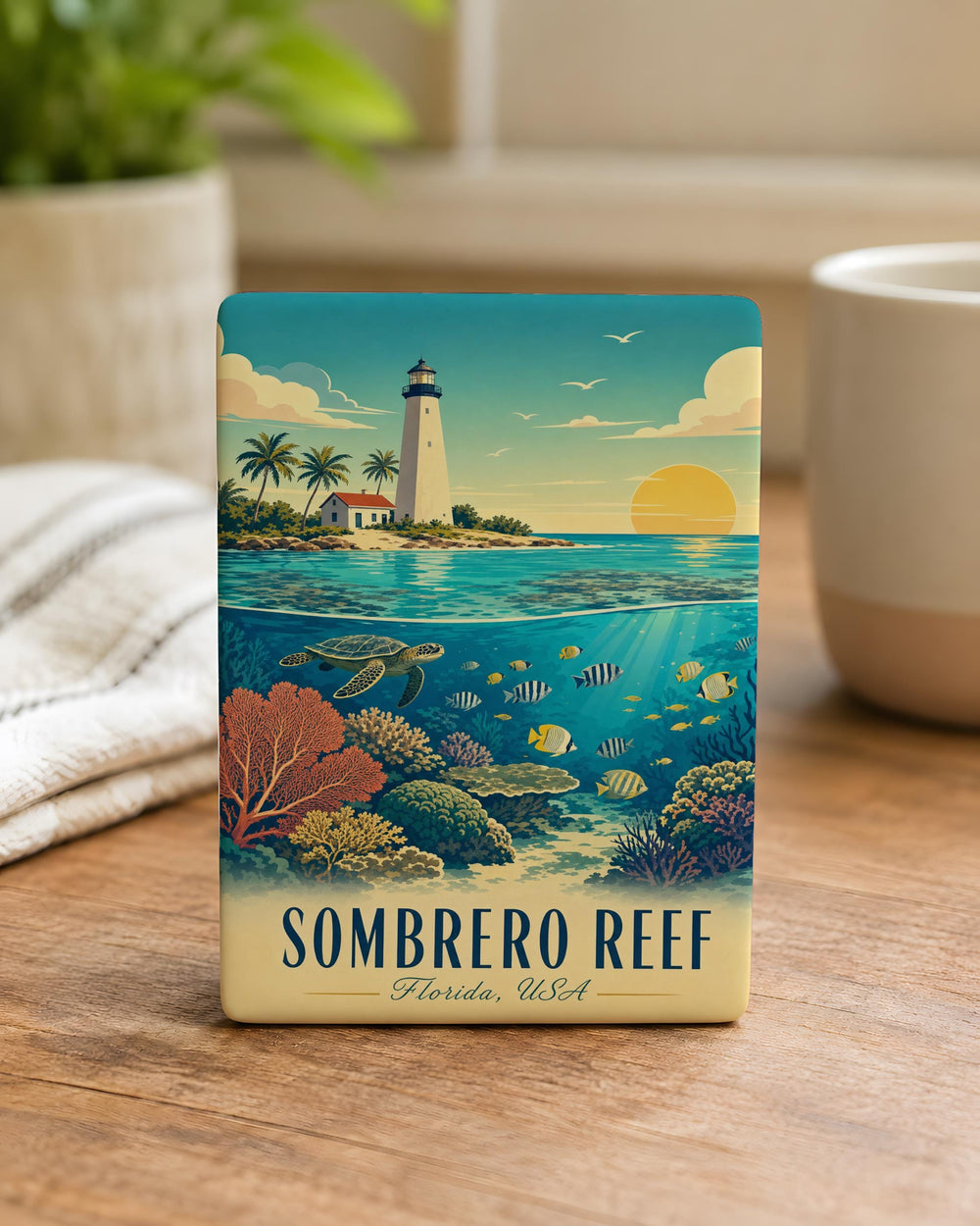 Sombrero Reef Fridge Magnet, Florida Keys Coral Reef Ocean Sea Life Souvenir Magnet, Snorkeling Diving Reef Gift