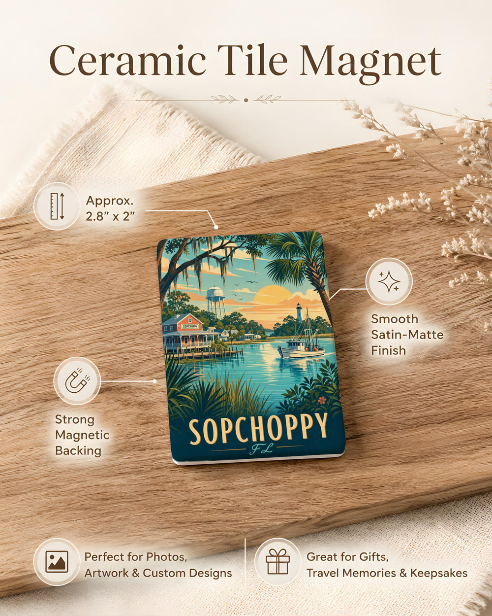 Sopchoppy Florida Fridge Magnet, Sopchoppy FL Souvenir Magnet, Small Town Florida Travel Gift, Sopchoppy Keepsake Magnet