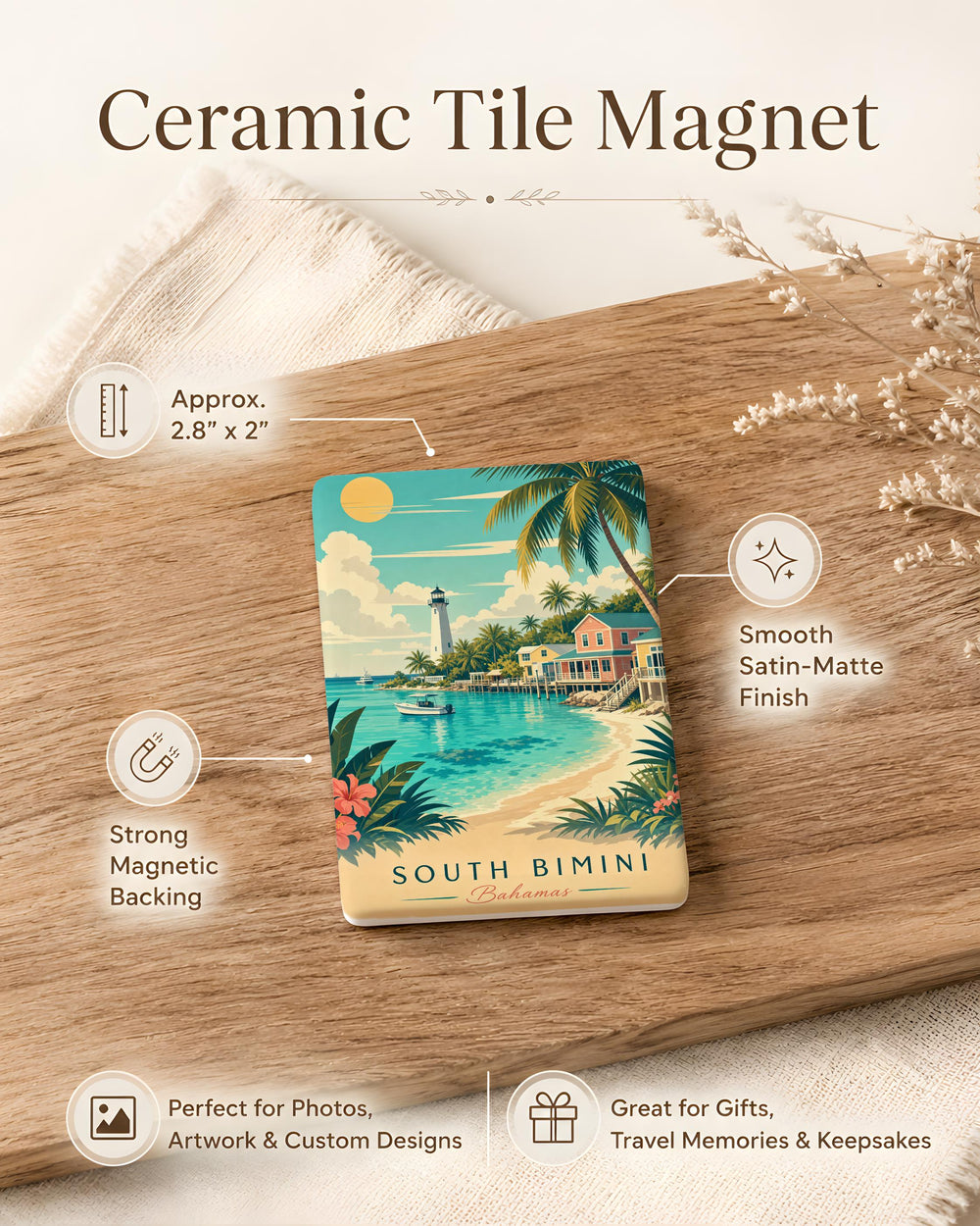 South Bimini Fridge Magnet, South Bimini Island Souvenir Magnet, Bahamas Travel Keepsake Magnet, Coastal Vacation Magnet