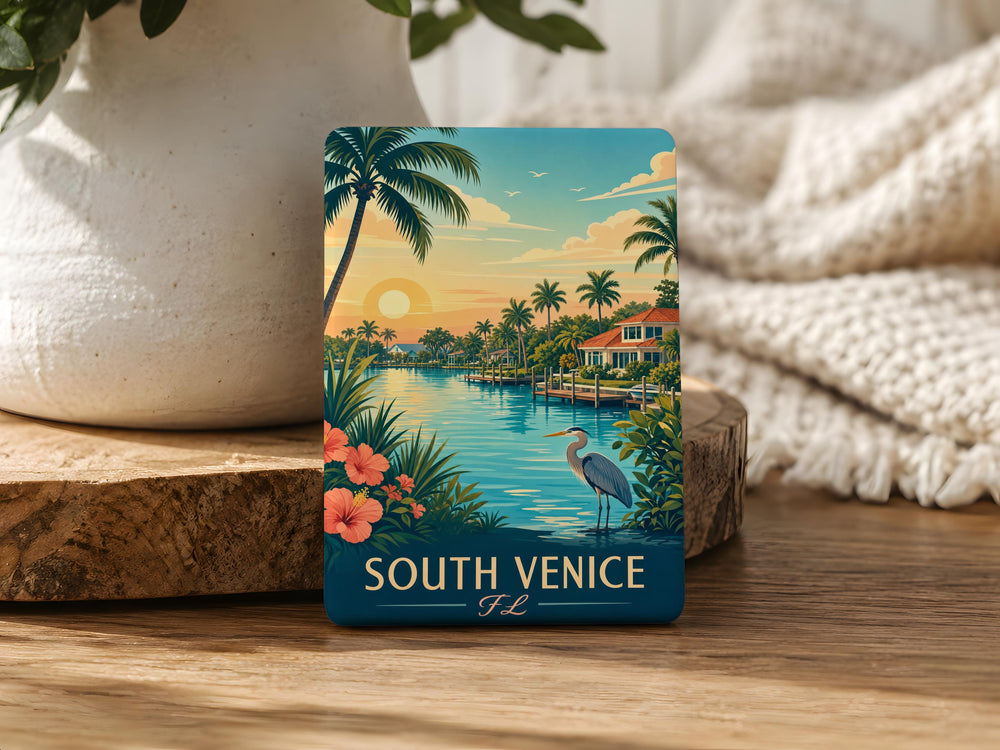 South Venice FL Fridge Magnet, Florida Gulf Coast Souvenir, Beach Town Travel Keepsake, Sarasota County Vacation Gift