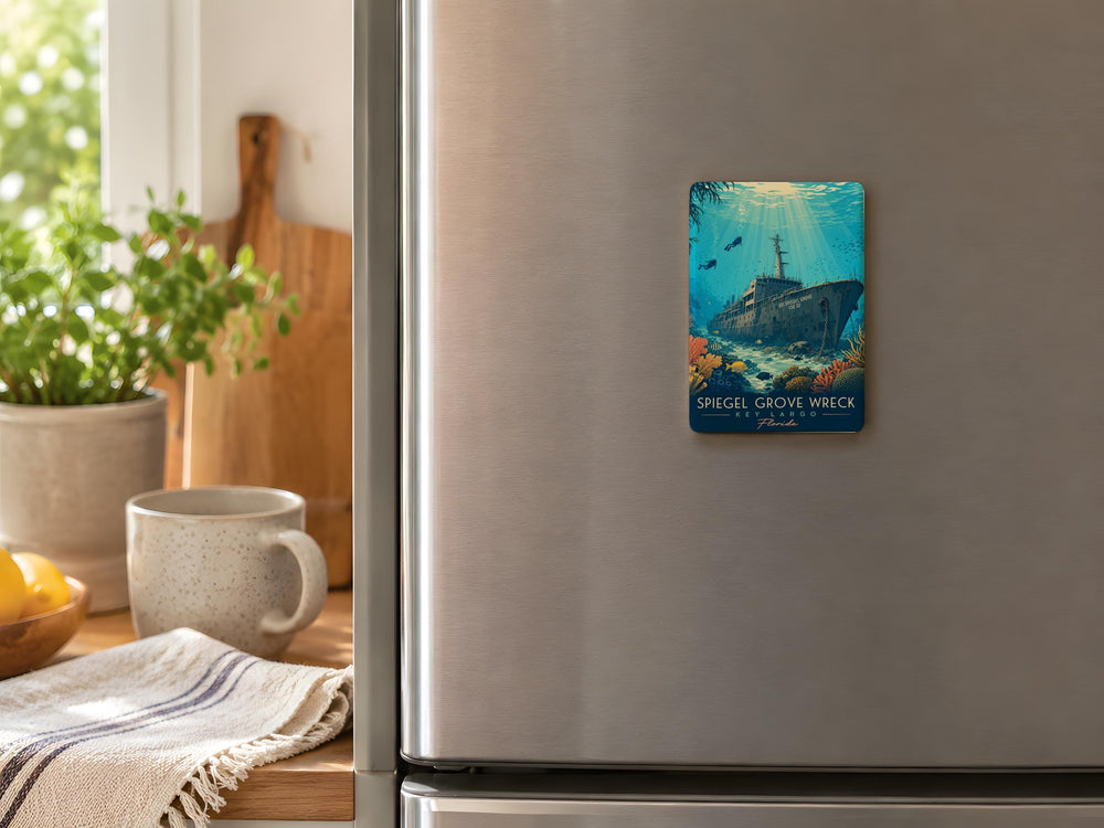Spiegel Grove Wreck Fridge Magnet, USS Spiegel Grove Shipwreck Key West Florida Souvenir Magnet, Dive Site Nautical Magnet