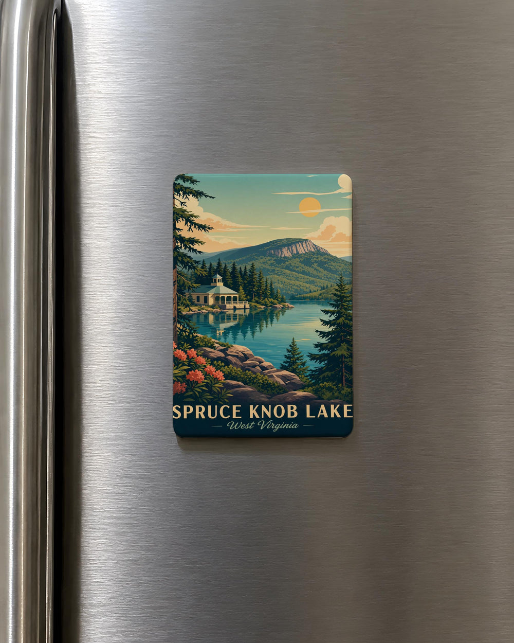 Spruce Knob Lake Fridge Magnet, West Virginia Lake Souvenir Magnet, Spruce Knob Lake WV Travel Gift Magnet