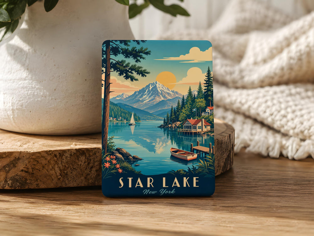 Star Lake Fridge Magnet, Starry Lake Scene Magnet, Mountain Lake Souvenir Magnet, Lakeside Vacation Gift, Cabin Decor Magnet