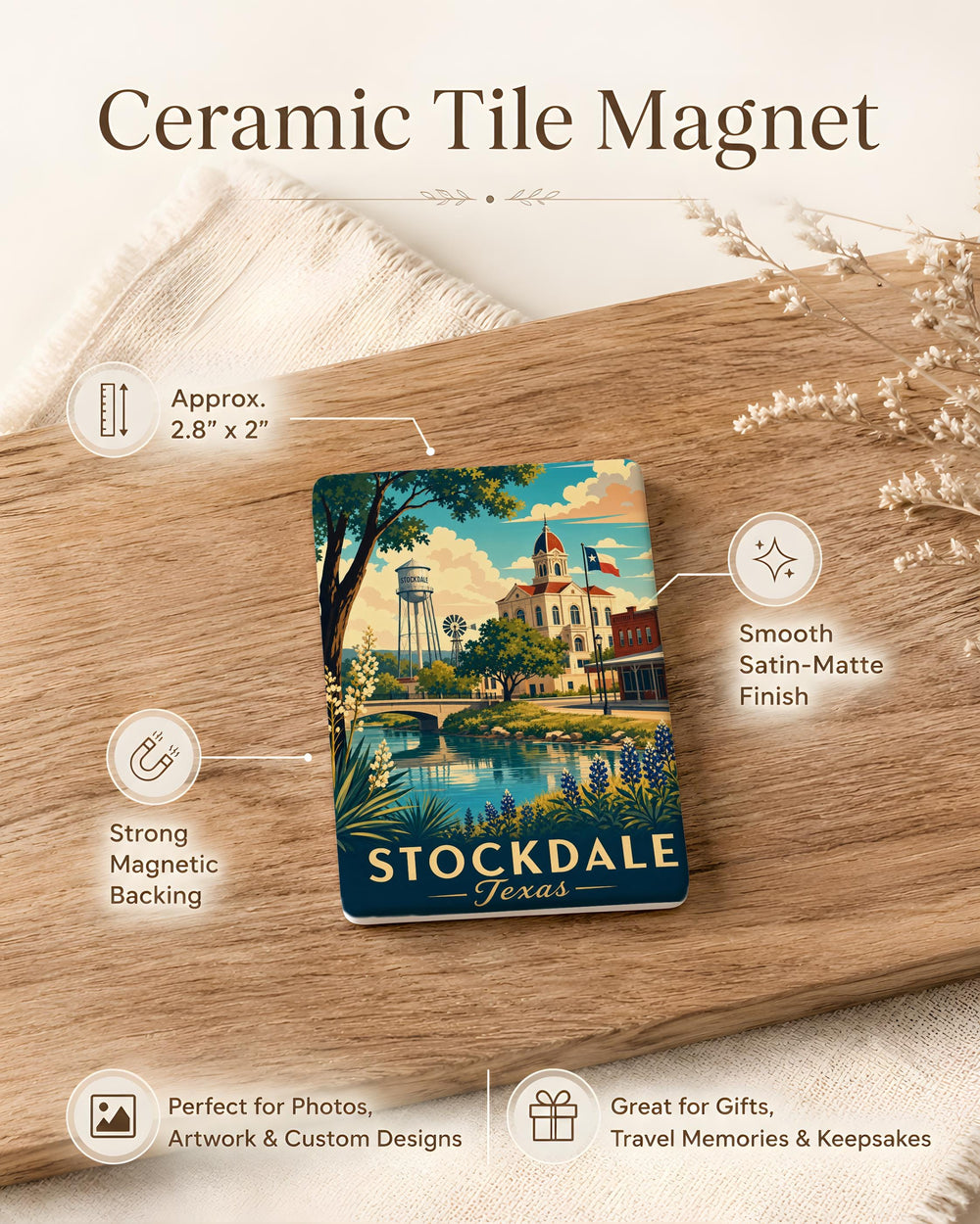 Stockdale TX Fridge Magnet, Stockdale Texas Souvenir Magnet, Texas Town Travel Keepsake Refrigerator Magnet
