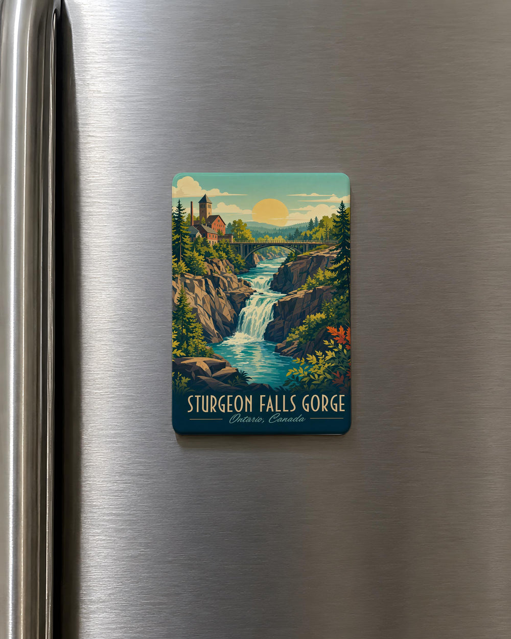 Sturgeon Falls Gorge Fridge Magnet, Scenic Waterfall Canyon Souvenir, Nature Travel Keepsake Magnet