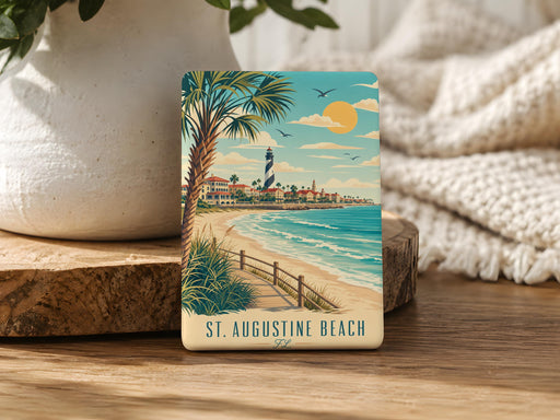 St Augustine Beach Florida Fridge Magnet, St Augustine FL Souvenir Magnet, Beach Town Travel Gift, Coastal Vacation Keepsake