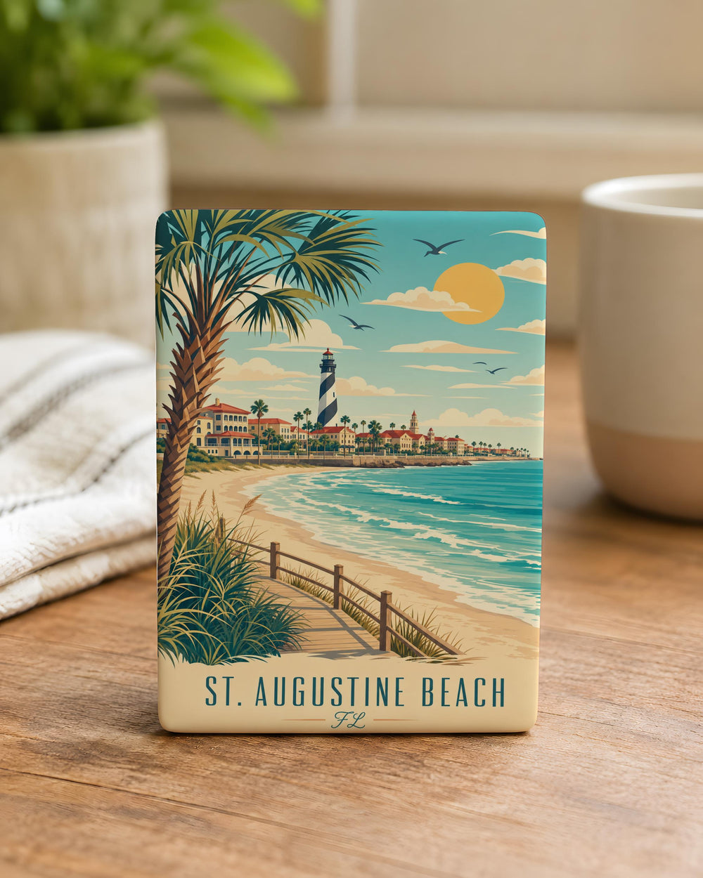 St Augustine Beach Florida Fridge Magnet, St Augustine FL Souvenir Magnet, Beach Town Travel Gift, Coastal Vacation Keepsake