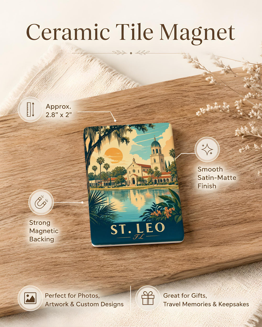 St. Leo Florida Fridge Magnet, St Leo FL Souvenir Magnet, Pasco County Travel Keepsake Magnet, Florida Town Gift Magnet