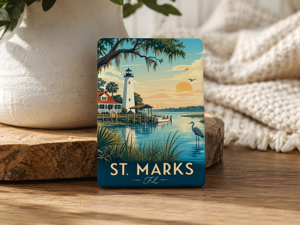 St. Marks Florida Fridge Magnet, St Marks FL Souvenir Magnet, Coastal Town Travel Gift, Florida Vacation Keepsake Magnet