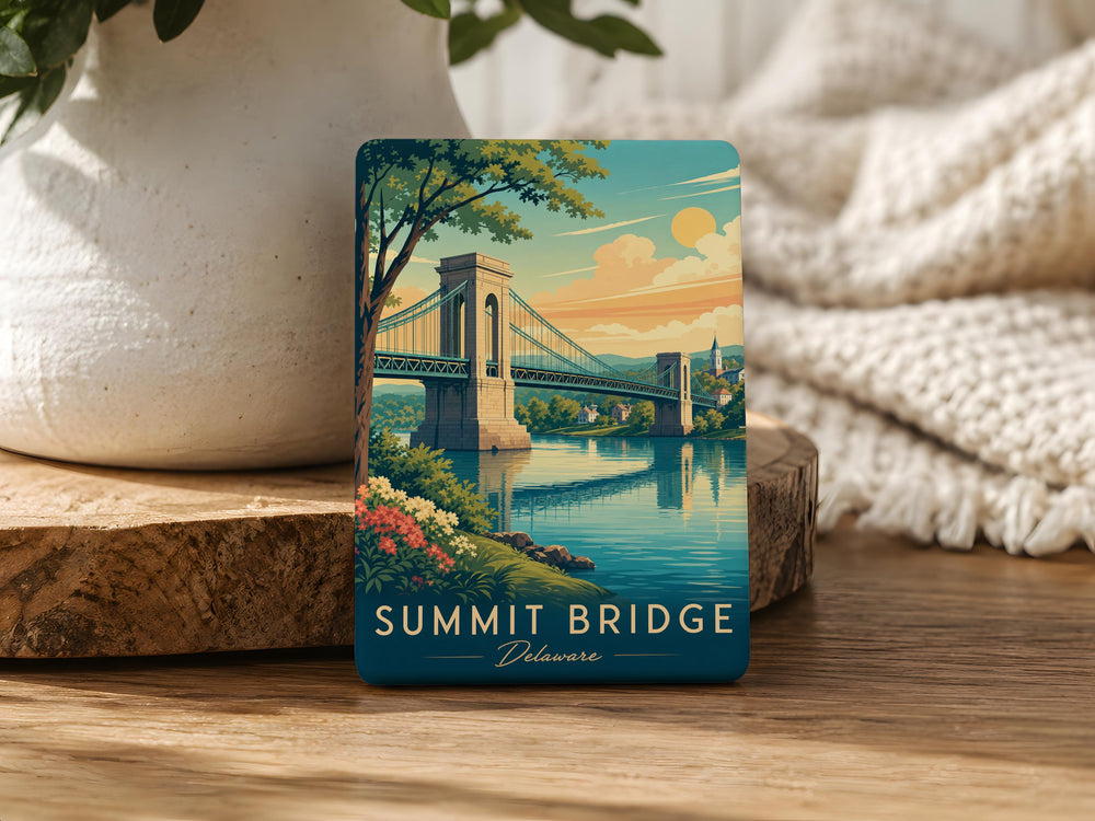 Summit Bridge Delaware Fridge Magnet, Delaware River Crossing Landmark Souvenir Magnet, Summit Bridge Travel Keepsake Magnet