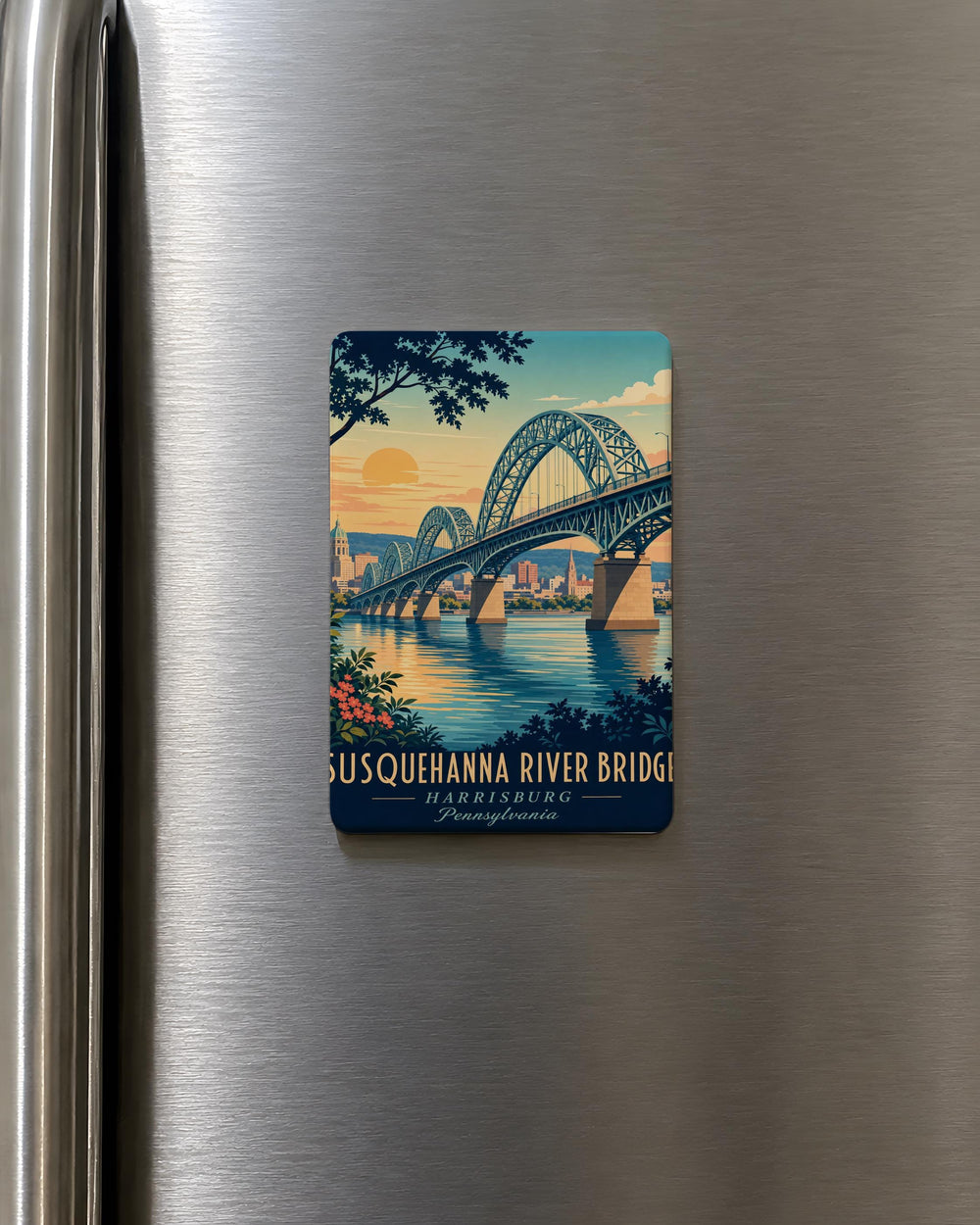 Susquehanna River Bridge Fridge Magnet, Pennsylvania Landmark Souvenir, River Crossing Travel Keepsake Magnet