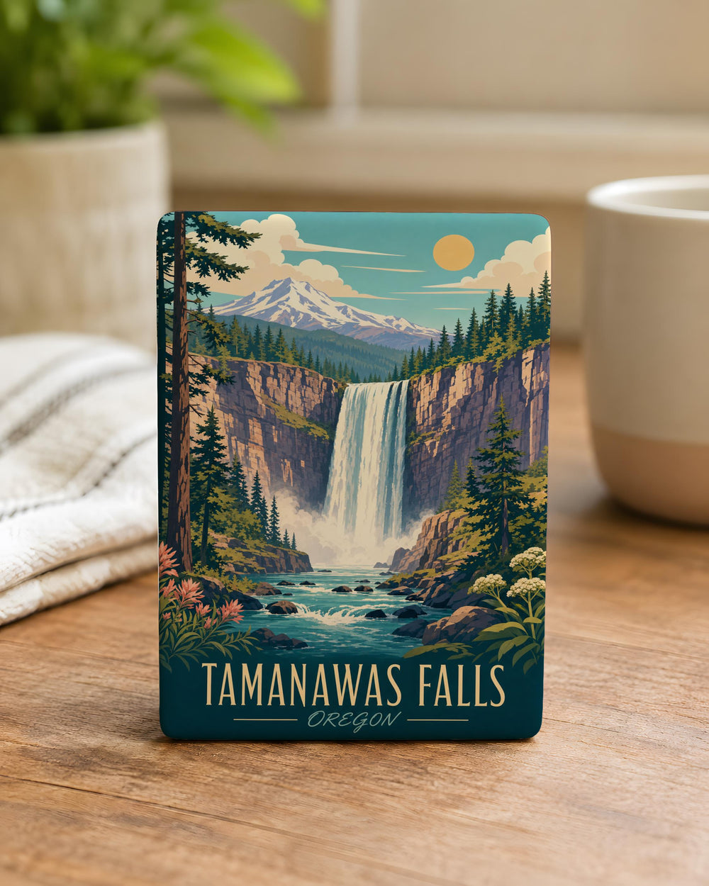 Tamanawas Falls Fridge Magnet, Oregon Waterfall Souvenir Magnet, Mt Hood National Forest Travel Keepsake Magnet