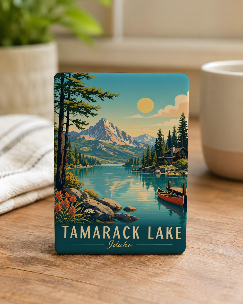 Tamarack Lake Fridge Magnet, Tamarack Lake Souvenir Magnet, Mountain Lake Cabin Camping Hiking Travel Gift