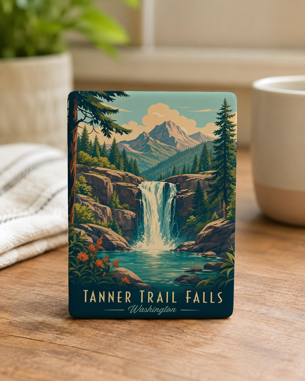 Tanner Trail Falls Fridge Magnet, Waterfall Nature Landmark Souvenir Magnet, Hiking Trail Keepsake Magnet